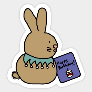 Cute Bunny Rabbit with Birthday Greetings Sticker